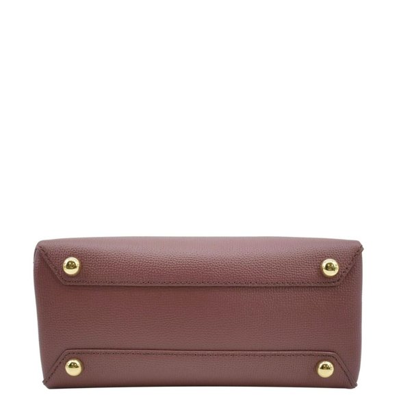 BURBERRY Banner Small House Check Leather Tote Shoulder Bag Maroon - Picture 10 of 14